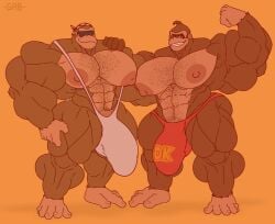 2boys abs biceps big_pecs bulge chest_hair donkey_kong donkey_kong_(series) flaccid flexing flexing_bicep funky_kong furry gab_art gay hairy hairy_abs hairy_chest hairy_male hairy_pecs hyper hyper_balls hyper_genitalia hyper_penis hyper_testicles male male_focus male_only mankini muscle muscles muscular muscular_arms muscular_ass muscular_back muscular_legs muscular_male muscular_thighs nipples pecs pubic_hair sunglasses thong veins veiny_penis