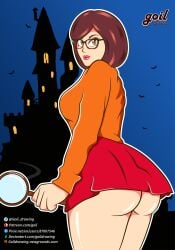 ass big_ass brown_hair cartoon_network female goil_drawing lipstick scooby-doo short_skirt velma_dinkley