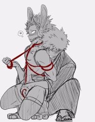 2boys crossdressing eijirou_kirishima gay groping_from_behind katsuki_bakugou male_focus male_only miruko_(cosplay) my_hero_academia rope_bondage tied_up yaoi