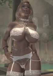 3d animated big_ass big_breasts blonde_hair blue_eyes dommy_mommy glasses huge_ass huge_breasts large_ass large_breasts pool rebecca_(original_character) seductive skyrim spa tagme the_elder_scrolls tight_clothing underboob underwear video