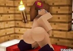 1girls 3d bed bedroom big_breasts blue_eyes brown_hair flower_in_hair horny_female human_female humanoid jenny_belle_(slipperyt) looking_at_viewer looking_back mine-imator minecraft outside posing slipperyt solo solo_female stockings tagme