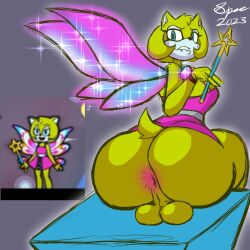 1futa 2023 anthro anus back back_view balls big_ass big_butt biting_lip edit fairy fairy_wings fan_character furry futa_only futa_sans_pussy futanari hedgehog huge_ass huge_butt looking_at_viewer looking_back oc original_character sitting solo solo_futa sonic_(series) sonic_oc sonic_the_hedgehog_(series) specnsfw thick_thighs wings yellow_body yellow_fur