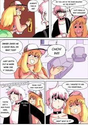 big_breasts blonde_hair comic damien_(honeyboyy) dialogue honeyboyy original shannon_(honeyboyy) stoned tagme text