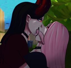 2girls black_lips choker demon demon_girl demon_haze_(fortnite) duo egirl emo epic_games extreme_french_kiss female female_only fortnite fortnite:_battle_royale french_kiss goth haze_(fortnite) horns kissing lipstick long_tongue mouth_fetish pale_skin red_eyes seductive selfcest sloppy_kiss strangehero tongue tongue_down_throat tongue_fetish tongue_fucking tongue_in_mouth tongue_kiss tongue_wrap x-ray yuri