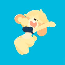 1girls animal_crossing anthro ass bottomless breasts clothing female isabelle_(animal_crossing) mochabaebae nintendo solo topwear yawn