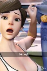 2girls 3d animated baguette blender blizzard_entertainment female kneeling no_panties no_sound overwatch sexually_suggestive skirt skirt_lift surprised surprised_expression tagme tracer video vulpeculy widowmaker