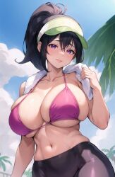 1girls ai_generated bikini breasts clip female hi_res huge_breasts light-skinned_female light_skin original original_character smile solo stuffyai