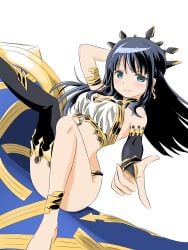 1girls ass barefoot blue_eyes blue_hair cosplay costume crossover crown curvaceous curvy curvy_body curvy_female curvy_figure fate/grand_order fate_(series) feet female female_only human human_only ishtar_(fate) ishtar_(fate)_(cosplay) legs legs_up long_hair magia_record:_mahou_shoujo_madoka_magica_gaiden magical_girl mahou_shoujo_madoka_magica nanami_yachiyo only_female puella_magi_madoka_magica rurushu_ki_san simple_background solo white_background