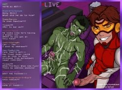 2boys balls bart_allen beast_boy beast_boy_(young_justice) blowjob_face boner cum cum_in_mouth cum_on_body cum_on_face cumshot dc dc_comics duo duo_focus erection garfield_logan gay gayskeletonart impulse live livestream male male_focus male_only muscular muscular_male nude penis teen_titans yaoi young_justice young_justice:_invasion young_justice:_outsiders