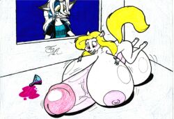 1futa animaniacs anthro artist_request balls balls_expansion bent_over big_breasts big_penis blonde_hair breasts erection furry futa_only futanari humanoid_penis hyper hyper_balls hyper_breasts hyper_penis minerva_mink nude on_stomach penis penis_expansion potion solo source_request warner_brothers what white_fur