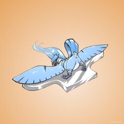 1:1 absurd_res ambiguous_gender animal_genitalia articuno ass_up avian ball_gag bent_over blue_body blue_feathers bound cloaca cloacal_piercing feathered_wings feathers feral furgonomics furry-specific_piercing gag generation_1_pokemon genital_piercing genitals gradient_background hi_res legendary_pokemon loonertick mask nintendo piercing pink_cloaca pokemon pokemon_(species) simple_background solo spread_wings tail_feathers white_body white_feathers wing_piercing wings