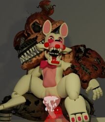 2023 3d_(artwork) animatronic bodily_fluids canid canine cum cum_in_pussy cum_inside digital_media_(artwork) duo female fingers five_nights_at_freddy's five_nights_at_freddy's_2 five_nights_at_freddy's_4 fox genital_fluids genitals hi_res humanoid machine male male/female mammal mangle_(fnaf) nightmare_foxy open_mouth penetration penis pussy robot scottgames sex sharp_teeth teeth vaginal_penetration