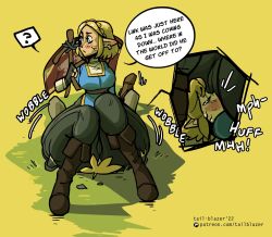 1boy 2023 2d ass big_ass big_butt blonde_hair blue_eyes blush boots breasts facesitting fat_ass fat_butt female female_focus huge_ass huge_butt large_ass large_butt link nintendo princess_zelda short_hair tail-blazer tears_of_the_kingdom text the_legend_of_zelda thick_ass thick_thighs thighs u unaware_buttcrush unaware_facesitting wide_hips zelda_(tears_of_the_kingdom)