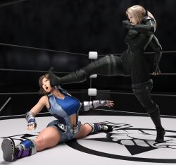 3d asuka_kazama blonde_hair bodysuit brown_hair catfight gcb kazama_asuka kick kicking namco nina_williams ryona silf tagme tekken tekken_2 tekken_3 tekken_4 tekken_5_dark_resurrection tekken_7 tekken_blood_vengeance tekken_bloodline tekken_tag_tournament tekken_tag_tournament_2 wrestling_ring