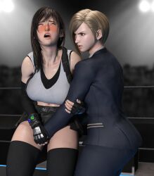 3d catfight elena_(final_fantasy) fighting final_fantasy_vii fingering gcb ryona sexfight suit_and_tie tagme tifa_lockhart wrestling wrestling_ring