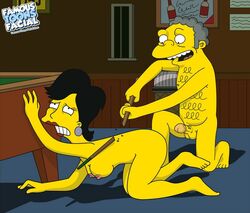 20th_century_studios accurate_art_style all_fours betty_(the_simpsons) breasts color famous-toons-facial female human indoors kneeling male moe's_tavern moe_szyslak nipples nude penis straight tagme testicles the_simpsons violence yellow_body yellow_skin