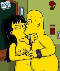 breasts chubby color famous-toons-facial female human indoors jessica_lovejoy kearney_zzyzwicz kissing male nipples nude standing straight tagme the_simpsons