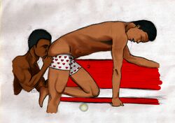 2boys abed_nadir anilingus boxers community dark-skinned_male dark_skin eating_ass face_in_ass gay heart_underwear male_only tagme troy_barnes underwear_down yaoi