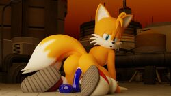 16:9 3d 3d_(artwork) anal anal_sex anthro ass big_butt blender_(software) blender_cycles blue_eyes canid canine clothing cute digital_media_(artwork) dildo exposed_torso femboy footwear fox fur gay gloves handwear hi_res male male_penetrated mammal masturbation penetration sega sex_toy solo sonic_(series) sonic_the_hedgehog_(series) tail tails twintails3d widescreen yaoi yellow_body yellow_fur