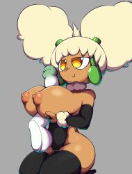 absurd_res anthro areola balls big_breasts breast_play breasts brown_body clothed clothing disembodied_penis duo female gardevoir generation_3_pokemon generation_5_pokemon genitals greepurl hi_res humanoid humanoid_genitalia humanoid_penis kneeling male male/female nintendo nipples paizuri penis pokemon pokemon_(species) pokemorph sex thick_thighs titjob whimsicott white_body yellow_eyes