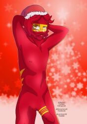 1boy beard christmas countryhumans imsact male_only nude nude_male red_body red_skin spain spain_(countryhumans)