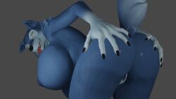 16:9 3d_(artwork) anthro ass barely_visible_genitalia barely_visible_pussy bedroom_eyes big_breasts big_butt bigbooba_(artist) black_claws black_nose blue_body blue_eyes breasts canid canine canis claws digital_media_(artwork) female female_focus floppy_ears genitals gloves_(marking) half-closed_eyes hanging_breasts hi_res huge_breasts mammal markings multicolored_tail narrowed_eyes petruz_(copyright) pussy raised_tail seductive solo solo_focus spread_butt spread_legs spread_pussy spreading tail tongue tongue_out white_hands widescreen wolf wolf_(petruz)