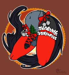 ambiguous_gender anthro avian bigline bird christmas digital_media_(artwork) dracokaito dracokaitonsfw equid equine example flatcolors fursonna genitals holidays horse horse_tail hybrid male mammal penis solo ych