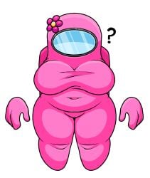 among_us among_us_pink belly belly_button breasts chubby crease crewmate_(among_us) female female_focus female_only floating_hands flower gravity_breaker massive_breasts massive_thighs pink_(among_us) pink_jumpsuit shortstack spacesuit thick_thighs thighs tight_clothing visor