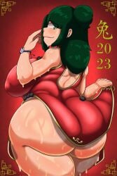 1girls 2023 ass big_ass big_breasts breasts bubble_butt china_dress dat_ass dress dress_lift dumptruck_ass fat_ass female female_only green_hair huge_ass inko_midoriya large_ass looking_at_viewer looking_back milf mother my_hero_academia solo sweat thick_ass thick_thighs tinydemon voluptuous wide_hips