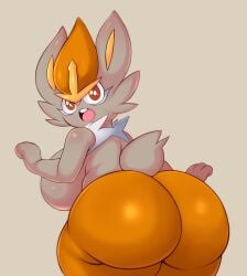 2022 absurd_res adorable anthro ass back_boob big_ass big_breasts big_butt breasts brown_body cinderace cure cute_face female female_only female_pokemon fur furry furry_only generation_8_pokemon hi_res huge_ass huge_breasts huge_butt looking_at_viewer looking_back looking_back_at_viewer nintendo open_mouth orange_body orange_eyes pokemon pokemon_(species) saltyxodium shiny_pokemon solo solo_female tail teeth thick_thighs tongue wide_hips