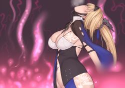 1girls bianca_(punishing:_gray_raven) blonde_hair bottomless corruption female medium_breasts moriyasaki partially_clothed ponytail punishing:_gray_raven robot_girl shaved_pussy steam steaming_body stomach_bulge tattoo tentacle tentacle_sex tied_hair watermark