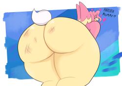 absurd_res anthro ass audino blush butt_slap female generation_5_pokemon hi_res implied_yuri mommy nintendo pokemon pokemon_(species) presenting remi_(goopyarts) slap solo spank_marks spanking text thick_thighs