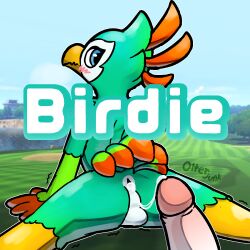 1:1 anus ass avian balls bird_body_(nintendo_switch_sports) blush bodily_fluids cum cum_in_ass cum_inside cum_on_penis dipstick_tail_feathers feathers genital_fluids genitals golf_course hi_res humanoid_genitalia humanoid_penis looking_at_viewer looking_back male nintendo nintendo_switch_sports nude otterjunk penis perineum solo solo_focus spread_butt spreading tail_feathers text