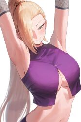 1girls alternate_version_at_source armpit_pose armpit_sex_invitation armpits arms_up blonde_hair blue_eyes blushing_at_viewer breasts cleavage color_correction cropped deep_armpits female female_only fishnet_armwear fishnets hair_covering_eye hair_ornament hair_over_one_eye hairclip hairline half-closed_eyes high_ponytail high_resolution ino_yamanaka kunoichi large_breasts long_hair long_ponytail looking_at_viewer midriff naruto naruto_shippuden navel pixiv_id_64101854 ponytail presenting_armpit purple_crop_top purple_skirt red_hair_ornament red_hairclip revealing_clothes rororo seductive_eyes seductive_gaze seductive_look seductive_pose seductive_smile sexy_armpits simple_background sleeveless_crop_top smaller_version_at_source smile smiling_at_viewer smooth_armpits solo third-party_edit tied_hair topaz_a.i._gigapixel unbuttoned unbuttoned_shirt underboob upper_body upscaled very_high_resolution waist_up white_background