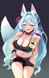 1girls 2d 2d_animation animal_ears animated bike_shorts blue_fur blue_hair bouncing_breasts breasts cleavage female fluffy_ears fluffy_tail fox_ears fox_girl fox_tail foxy_rain_(foxyreine) foxyrain_(foxyreine) foxyreine gamersupps green_eyes hand_on_hip hips holding_object huge_breasts kitsune live2d long_hair loop no_sound original original_character short_loop short_playtime shorter_than_10_seconds shorter_than_30_seconds shorts sister_reine_(foxyrain) solo sports_bra tagme tail thick_thighs thighs video wide_hips