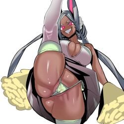 1girls aaa14 cheerleader dark-skinned_female dark_skin female female_only miruko my_hero_academia panties rumi_usagiyama solo standing_split thick_thighs