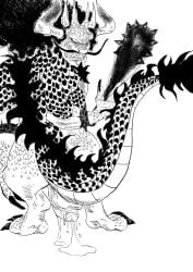 dragon hi_res kaido_(one_piece) male male_only monochrome one_piece san_jaguar tail