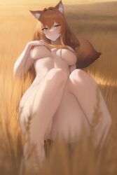 1girls ai_generated animal_ears female female_only holo looking_at_viewer spice_and_wolf tagme wheat wheat_field wolf_ears wolf_girl wolf_tail