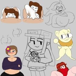 1boy 6girls anthro big_breasts blue_eyes brown_hair cassette_girl cum erect_nipples female flower_in_hair friday_night_funkin furry girlfriend_(friday_night_funkin) goth hank_j._wimbleton hex_maniac horny_female human_female humanoid jenny_belle_(slipperyt) let_me_explain_studios madness_combat meme minecraft mob_face mojang neco-arc nintendo outside pokemon rebecca_parham scarecorrode sucking_penis youtube youtuber