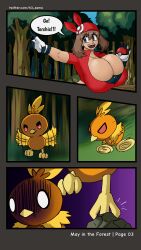 alternate_breast_size breasts_bigger_than_head forest h3_sama huge_breasts large_breasts may_(pokemon) may_in_the_forest pokemon torchic