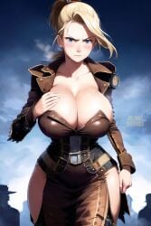 1girls 2023 ai_generated blonde_hair cleavage curvaceous curvy_female curvy_figure female_only high_resolution looking_at_viewer seductive_look stable_diffusion steampunk voluptuous_female