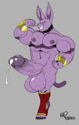 anthro balls big_balls big_penis boner champa dragon_ball dragon_ball_super erection felid feline feline flexing furry gold_eyes hairless_cat huge_balls huge_cock male male_only muscles penis rxq solo solo_male