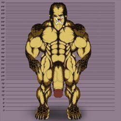 alien alien_humanoid anthro balls big_balls big_breasts big_penis breasts chart dreadlocks flaccid genitals height_chart hi_res huge_balls humanoid hyper hyper_balls hyper_genitalia male male_only mr_canvas muscular muscular_anthro nude penis predator_(franchise) solo yautja