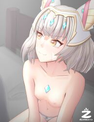 1girls animal_ears cat_ears nia nia_(blade) nia_(xenoblade) nintendo nipples small_breasts solo topless xenoblade_chronicles_2 zambonito