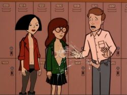 4nax blush cum cum_on_breasts daria daria_morgendorffer edit erection flashing_breasts jane_lane large_breasts mr._o'neill see-through_clothing tanline