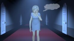 3d closed_eyes comic hallway night pajamas rwby simple_smut source_filmmaker speech_bubble tired weiss_schnee white_hair yawn