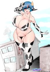 armpits big_breasts cow_girl cow_print ein457 giantess puffy_pussy