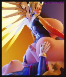 1girls 3d d.va drakepowers faceless_character faceless_futanari female futa_on_female futanari huge_breasts mercy overwatch penis penis_between_ass self_upload