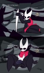 balls big_balls big_breasts cape castinly clothed_sex clothing cum cum_inside dick dress english_text hollow_knight hornet_(hollow_knight) muscular_female protagonist_(hollow_knight) rape red_cape sex simple_background size_difference text thick_thighs vaginal_penetration