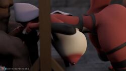 16:9 3d_(artwork) animated anthro balls bondage bound breasts canid canine clothed clothing digital_media_(artwork) disney duo female fox fur furry genitals group hyper maid_marian male mammal nipples oatmealpecheneg penis robin_hood_(disney) short_playtime tail trio widescreen